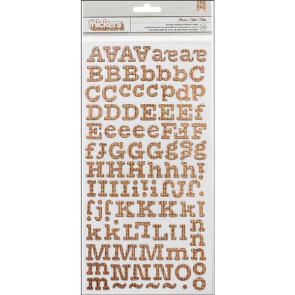 Memo - Burlap -Thickers Printed Chipboard Stickers