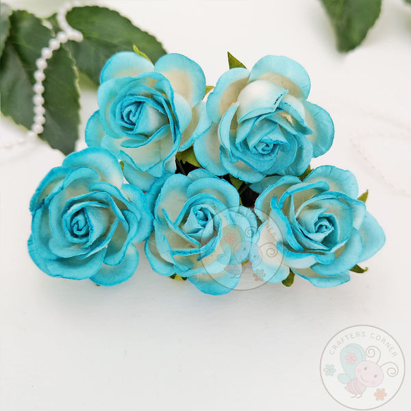 Curved Roses 35 MM - Aqua Blue Combo