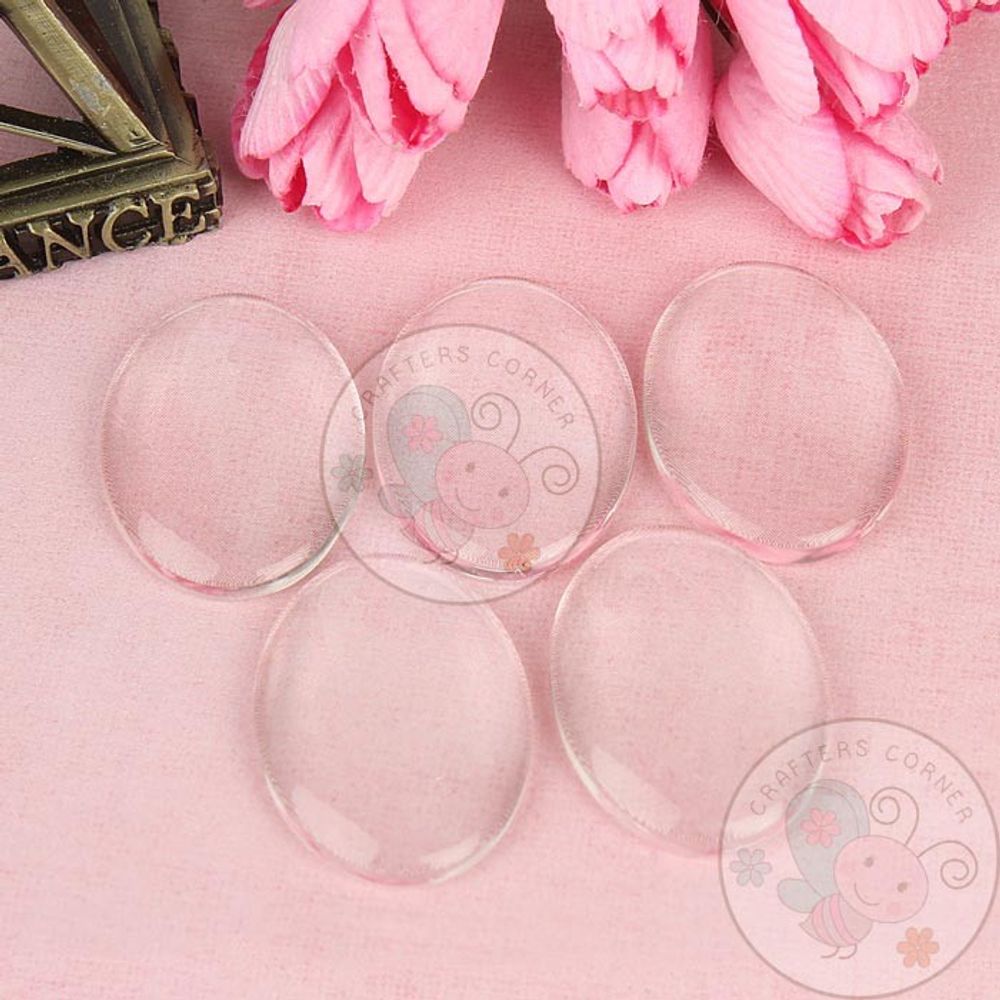 Clear Glass Oval Cabochons 17