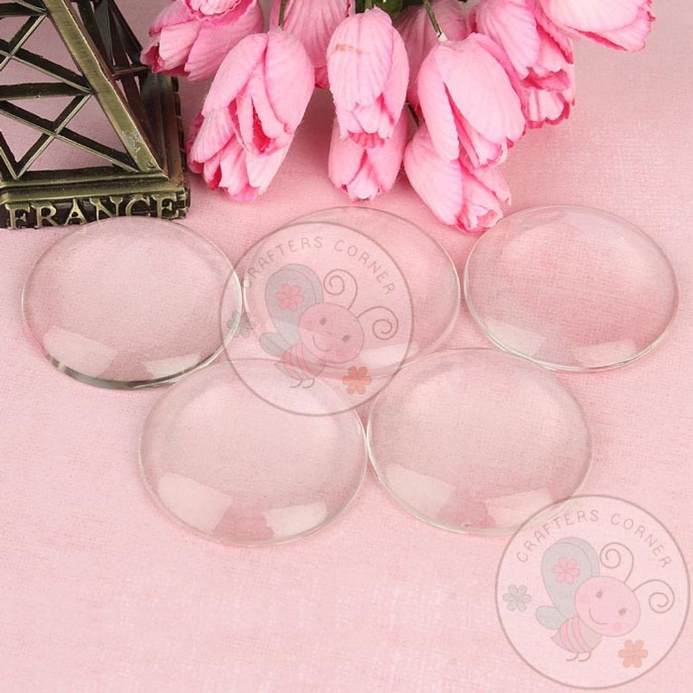 Clear Glass Round Cabochons No 14